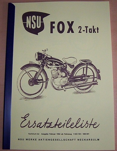Ersatzteileliste für nsu fox - ersatzteileliste, nsu-fox